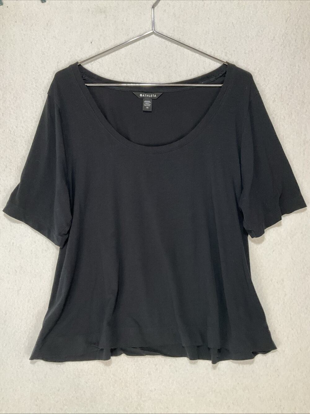ATHLETA Outbound Scoop Tee Short Sleeve Black T-Shirt Drapey Women’s 1X